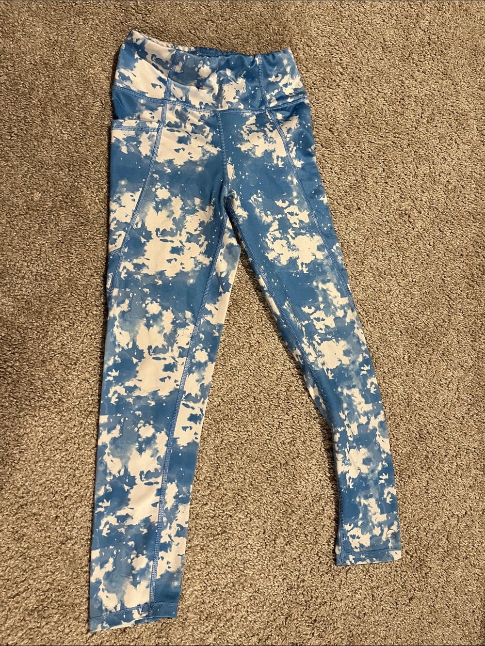 Vineyard Vines Girl’s Blue & White Tie-Dye Active Leggings Size Small (7/8)